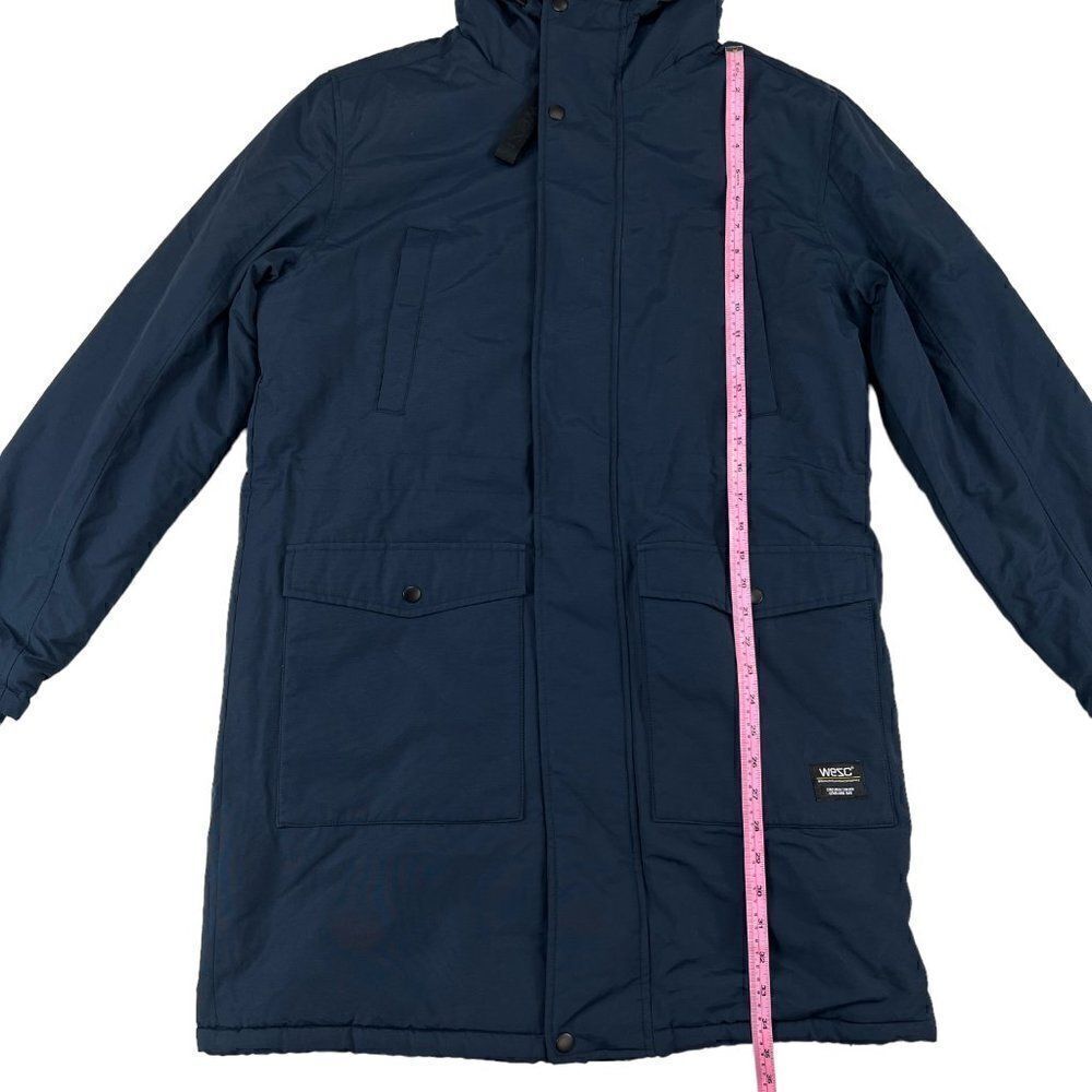 New Wesc Navy Blue Zip Winter Warm Full Unisex Parka Jacket Men M / L Women $265 - Picture 13 of 14